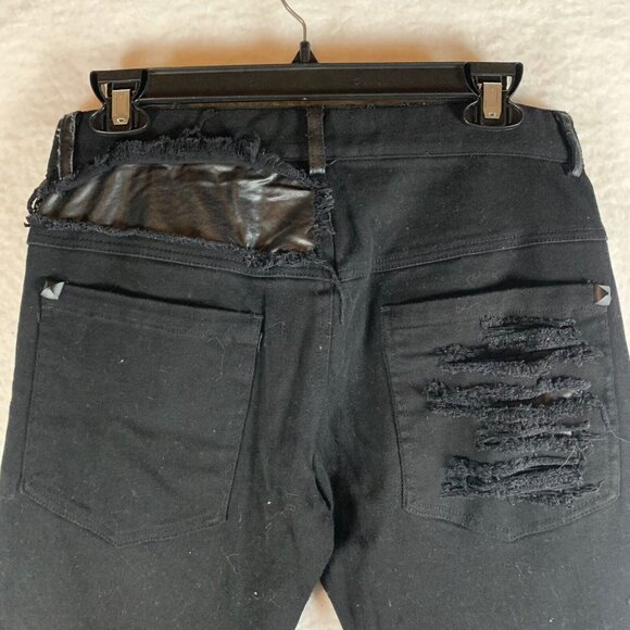 Punk Rave MIA Pants Men's M/S Black Cotton Studded Straight Fit Distressed S9781 - Picture 13 of 15